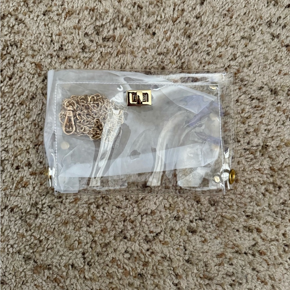 Clear PVC Crossbody Bag with Gold Chain